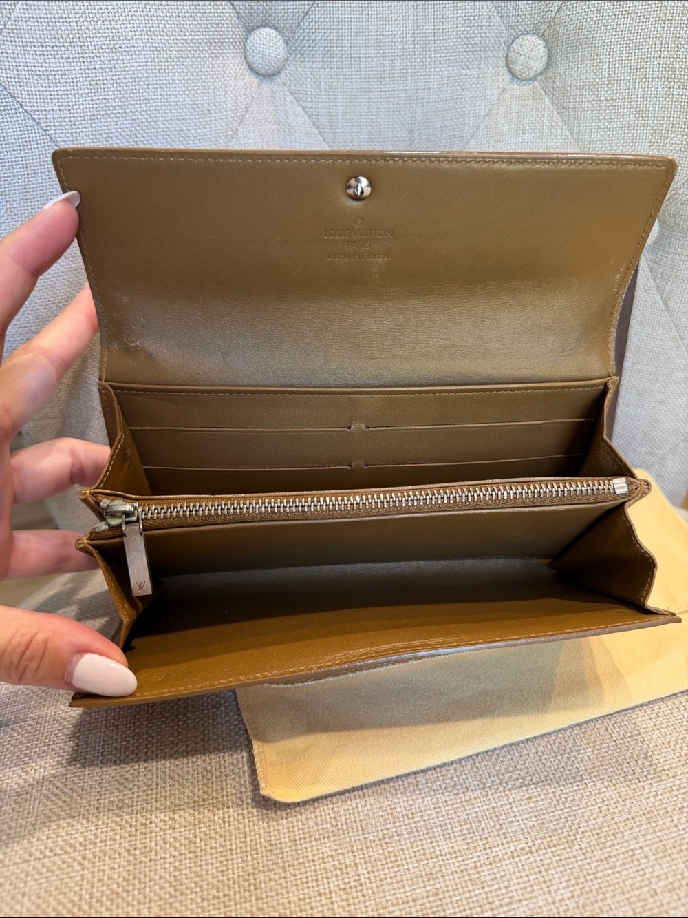 LOUIS VUITTON MONOGRAM MATTE Vernis BRONZE LONG WALLET Rare Finish w Box & Dusty - Picture 5 of 12